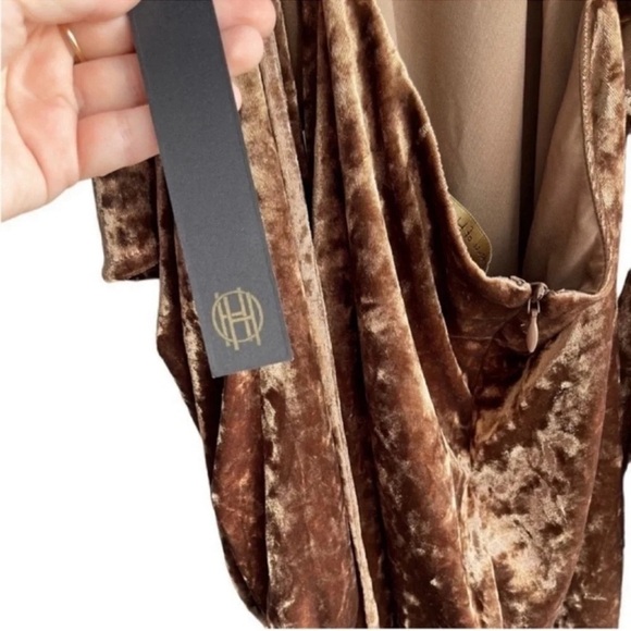 HOUSE OF HARLOW 1960 Jo Dress in Toffee Color Halter Mini Velvet Dress NWT - Picture 10 of 15